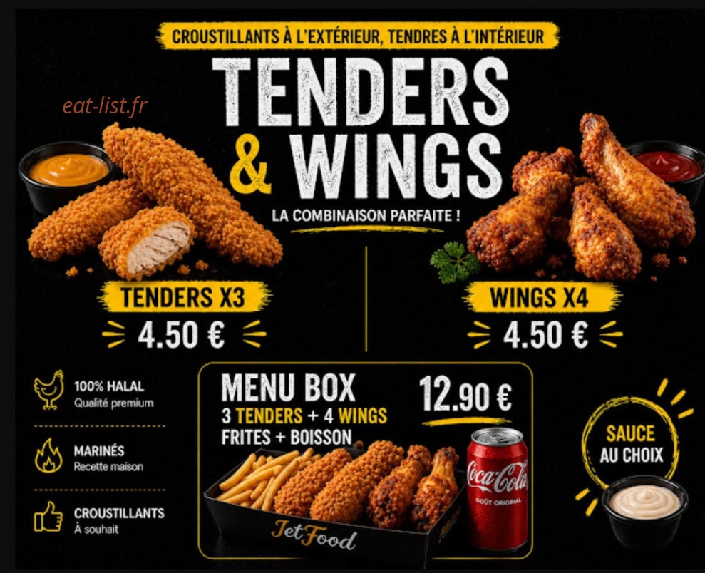 Carte et menu de Jet Food à Clouange — Tenders wings