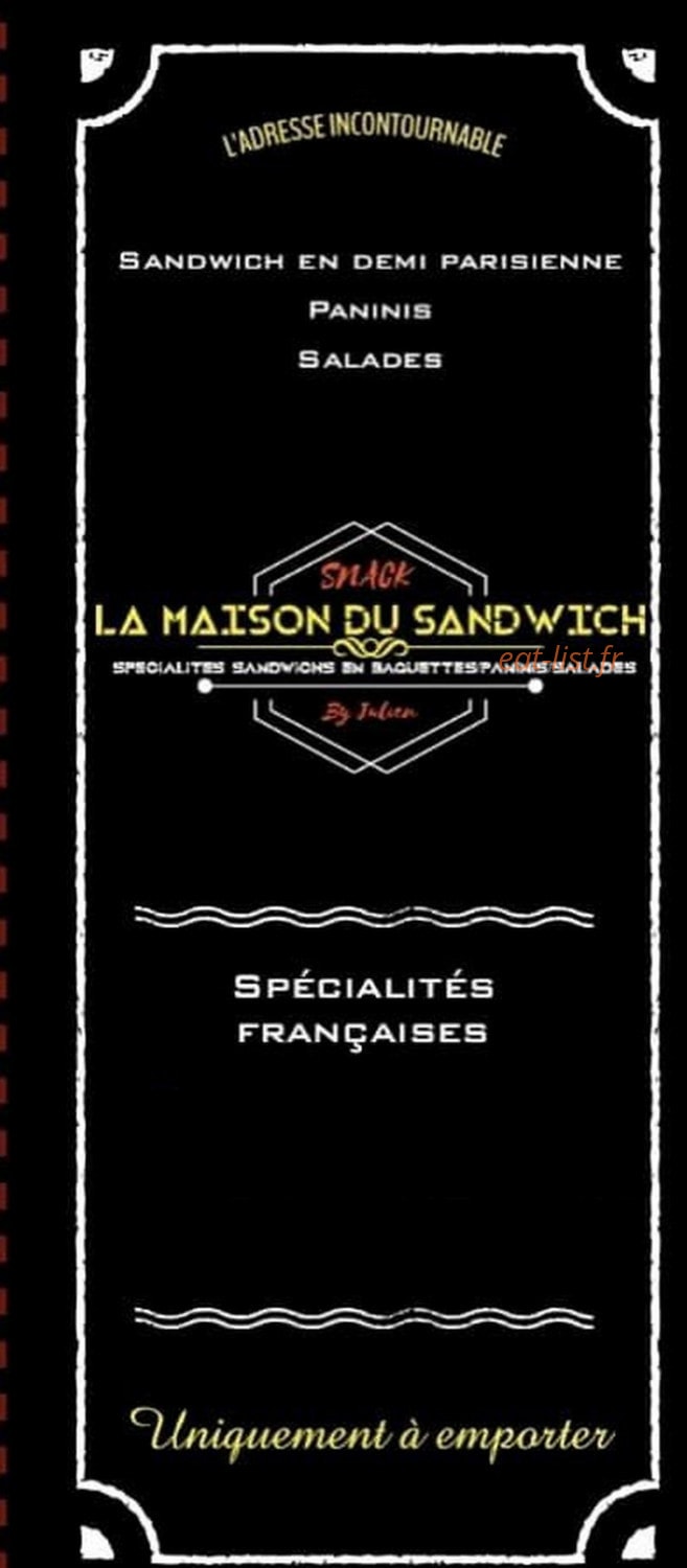 La Maison du Sandwich — carte page 1