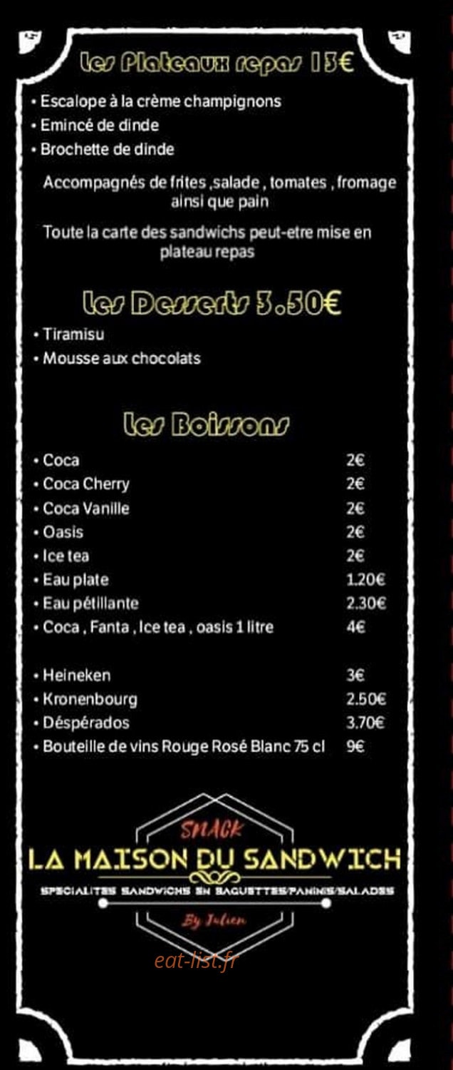 La Maison du Sandwich — carte page 5