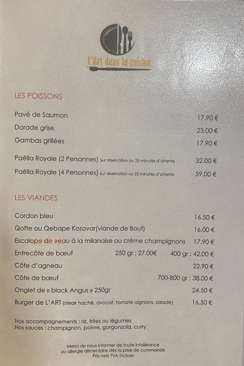 L'Art Dans La Cuisine — carte page 3