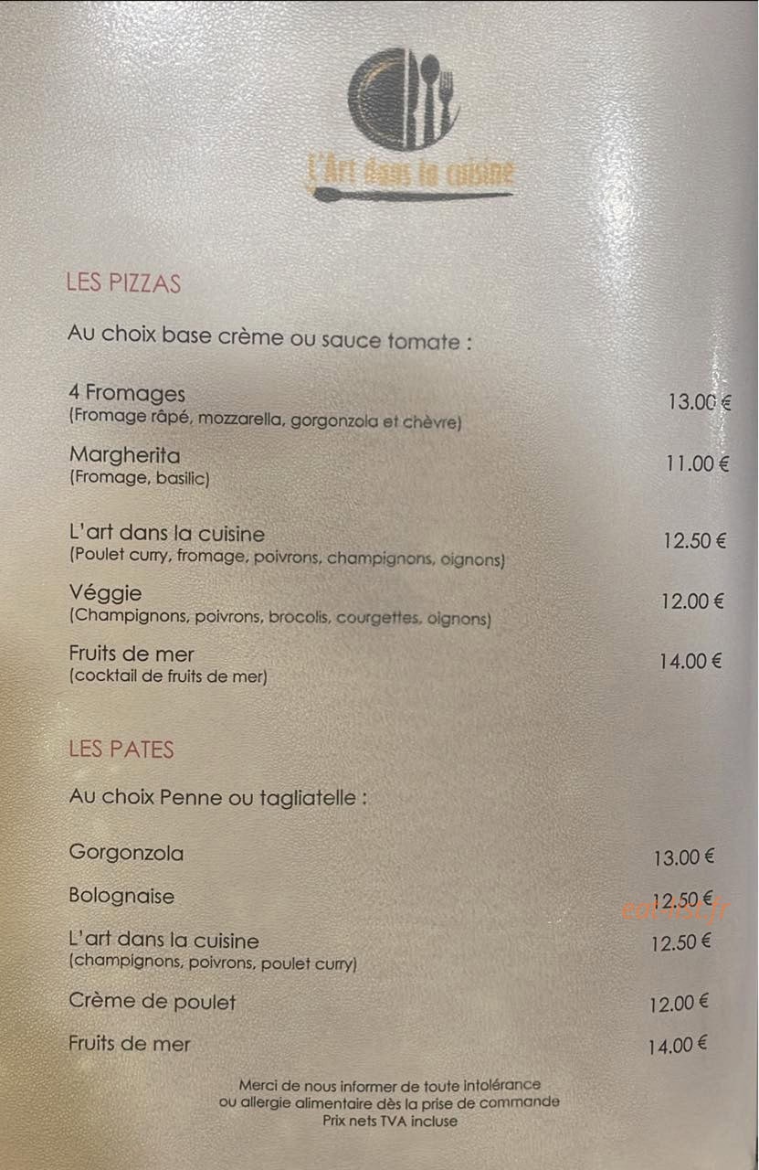 L'Art Dans La Cuisine — carte page 2