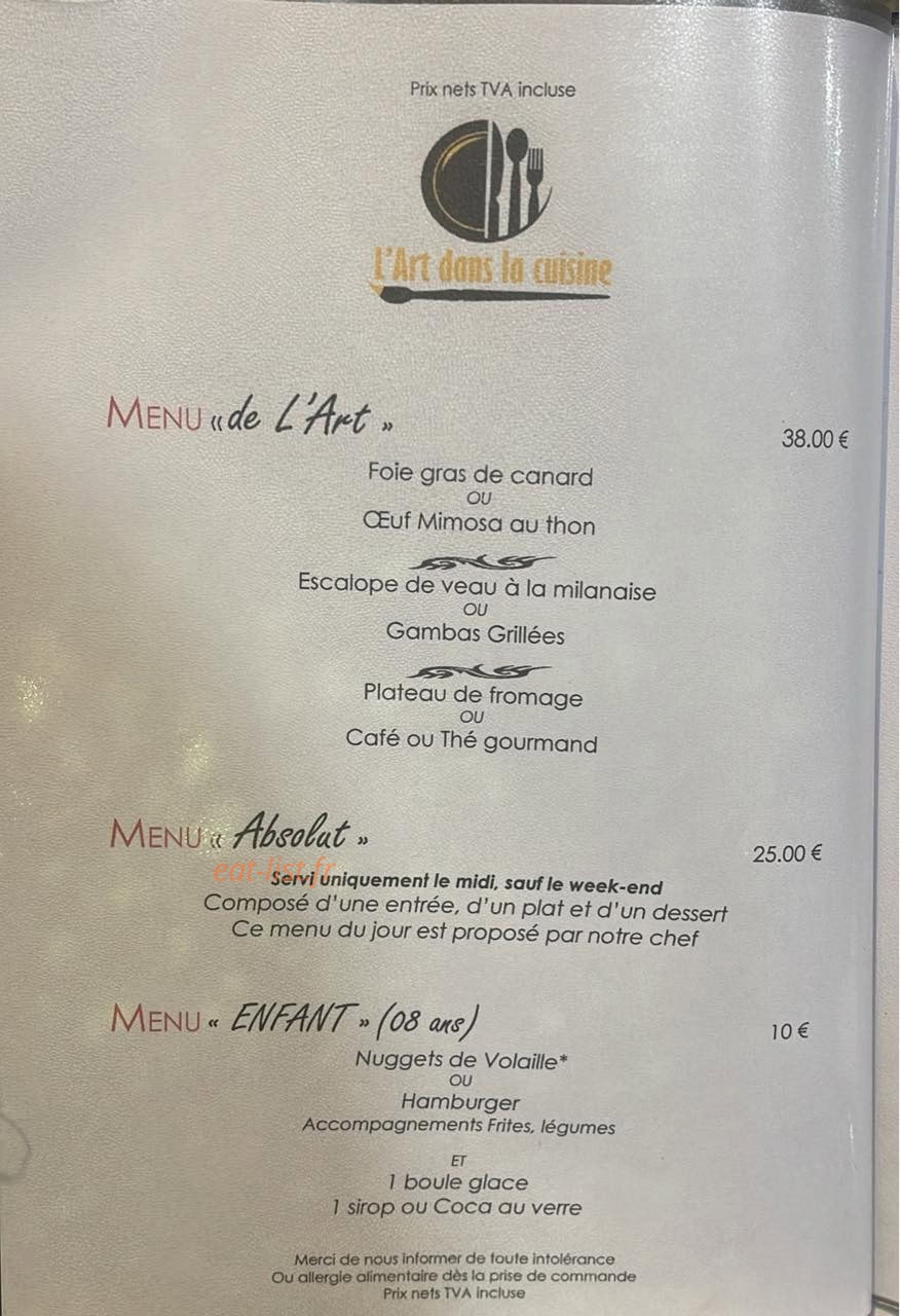 L'Art Dans La Cuisine — carte page 4