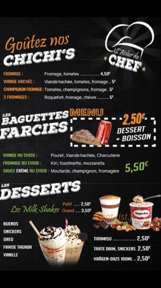 L'atelier du chef — carte page 2