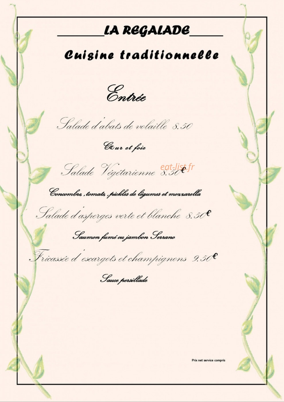 La Regalade — carte page 2