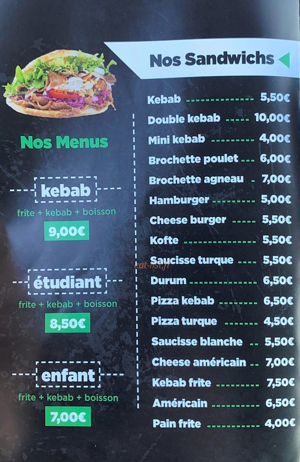 Sultan Kebab — carte page 1