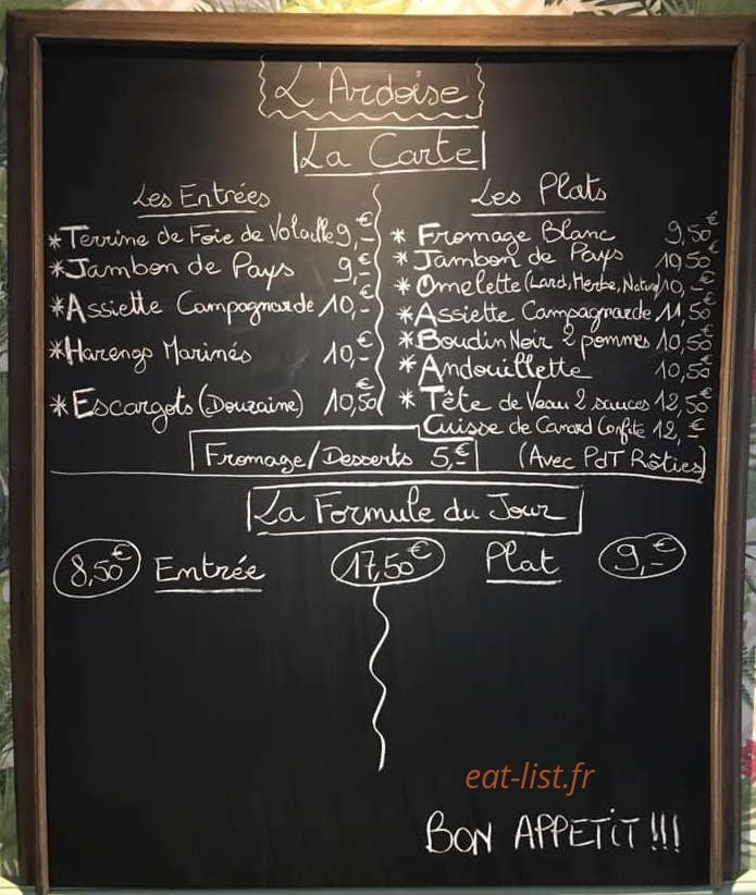 Café Restaurant Lion d'Or — carte page 1