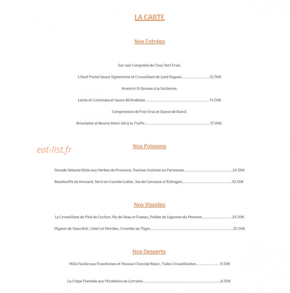 Restaurant L'Arcus — carte page 1