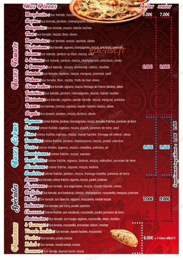Royal pizza burger — carte page 2