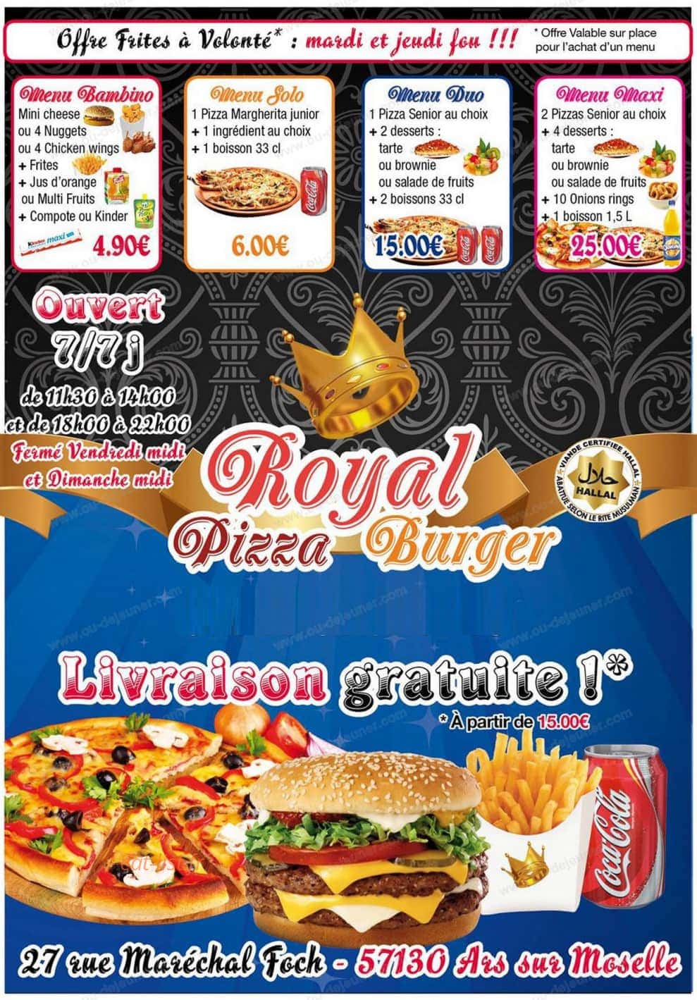 Royal pizza burger — carte page 1