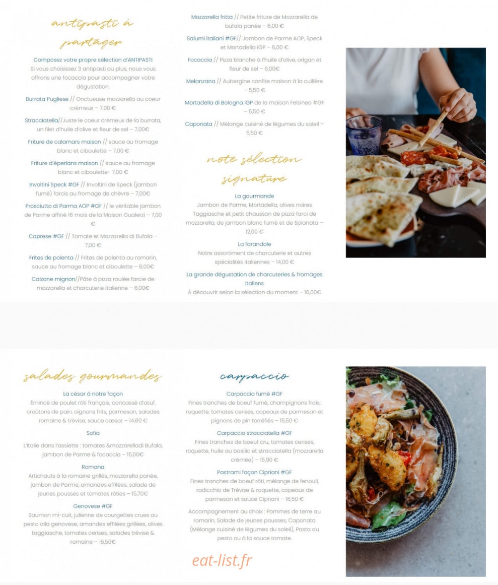 Il Ristorante — carte page 1
