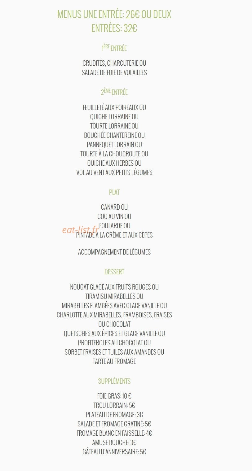 Carte et menu de Ferme-Auberge de Chantereine à Verneville — Les menus suite