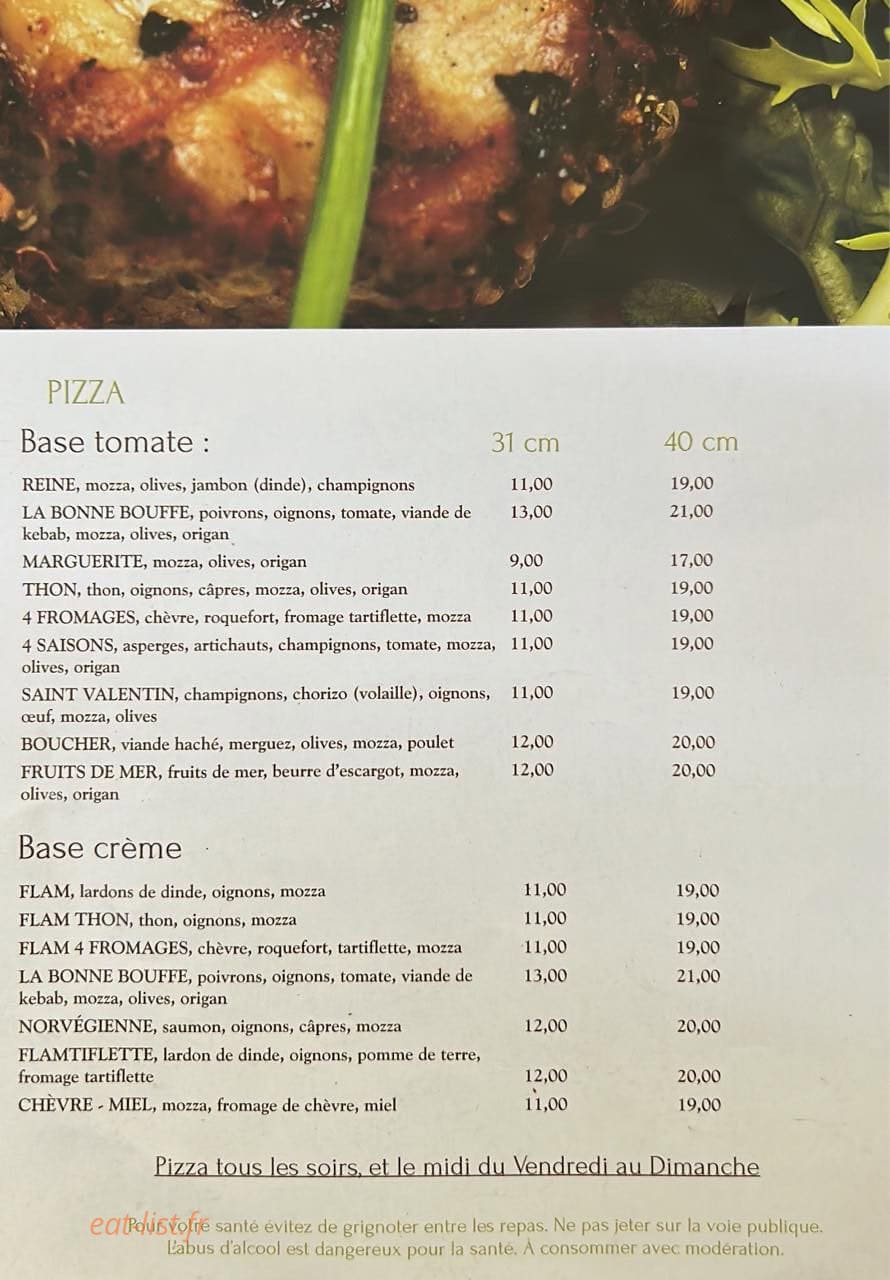 La bonne bouffe — carte page 1