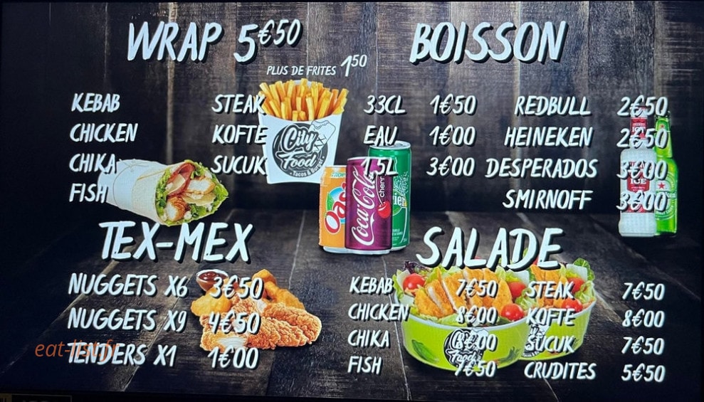 City Food — carte page 3