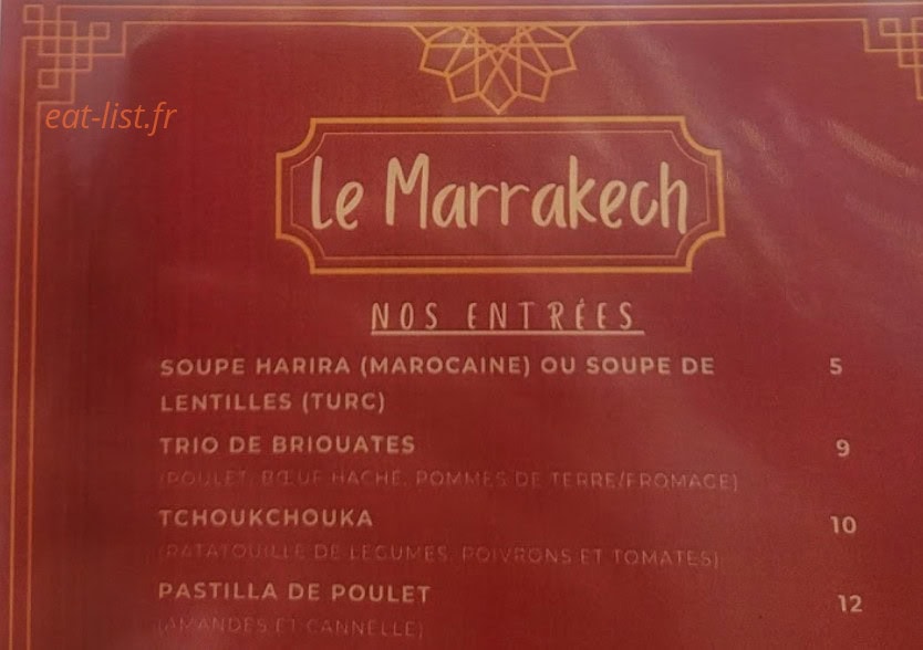 Le Marrakech — carte page 1