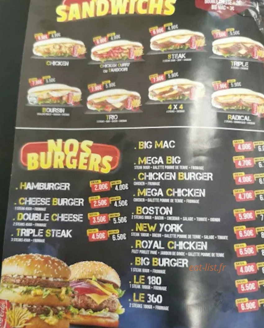 Carte et menu de O'délice Family à Woippy — Sandwiches et burgers