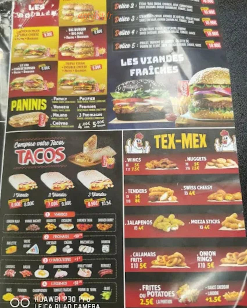 Carte et menu de O'délice Family à Woippy — Tacos, tex mex...