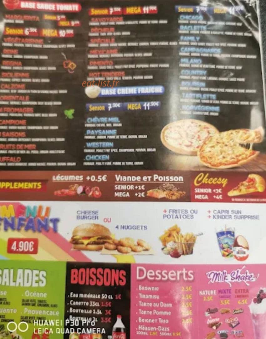 Carte et menu de O'délice Family à Woippy — Pizzas, boissons...
