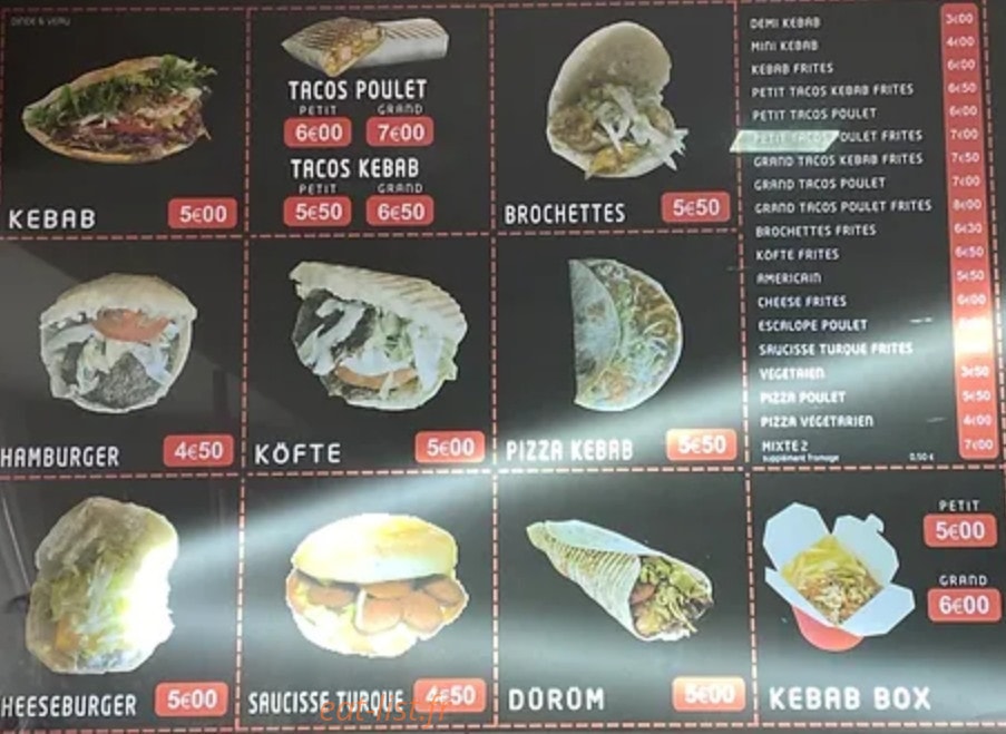 Chez Mehmet — carte page 1