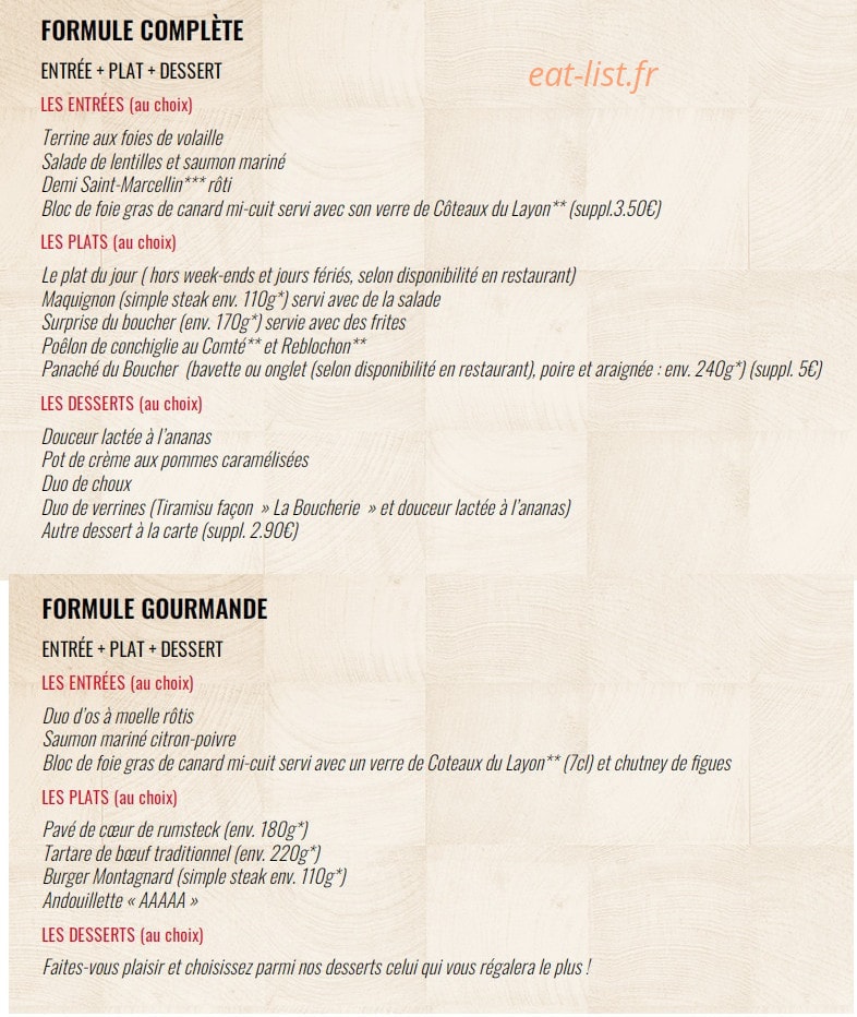 La Boucherie — carte page 10