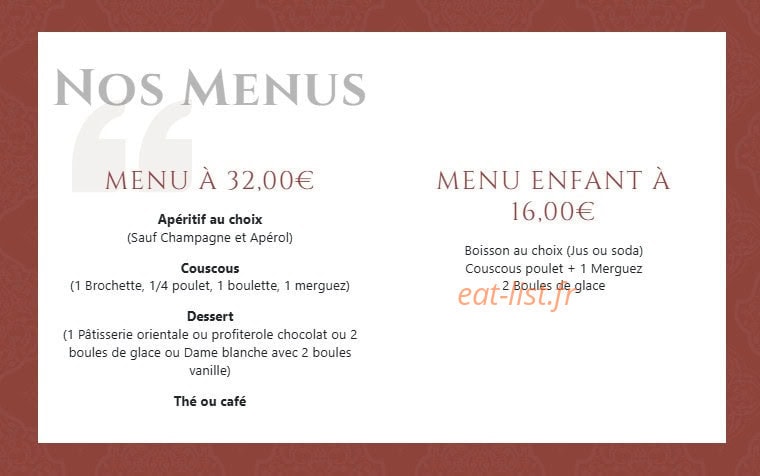 La Couscoussière — carte page 3