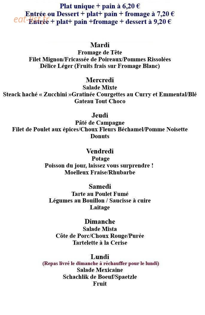 Pizza et Pasta du Lac — carte page 1