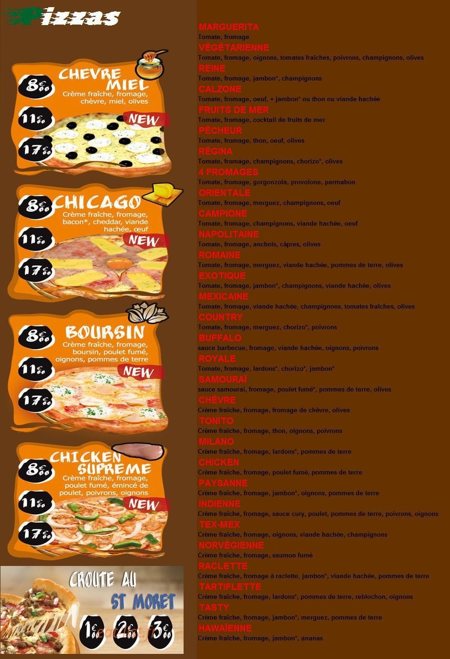 Pizza tasty — carte page 1