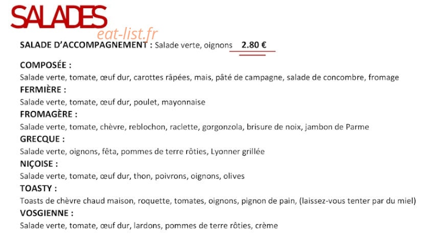 Pizzaïola — carte page 1