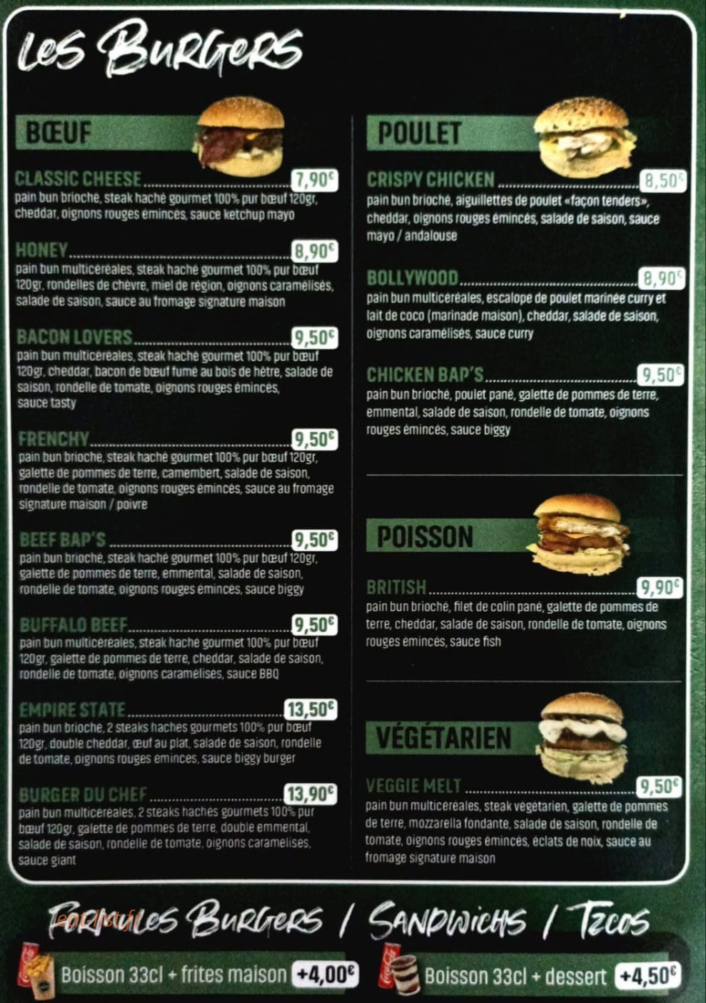 Burger Store — carte page 3
