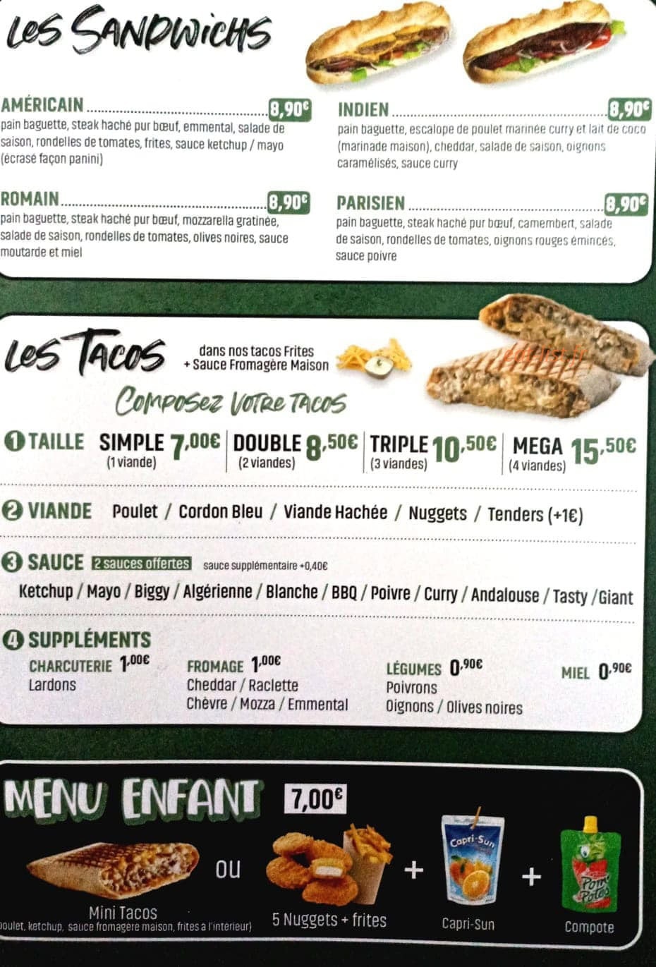 Burger Store — carte page 2