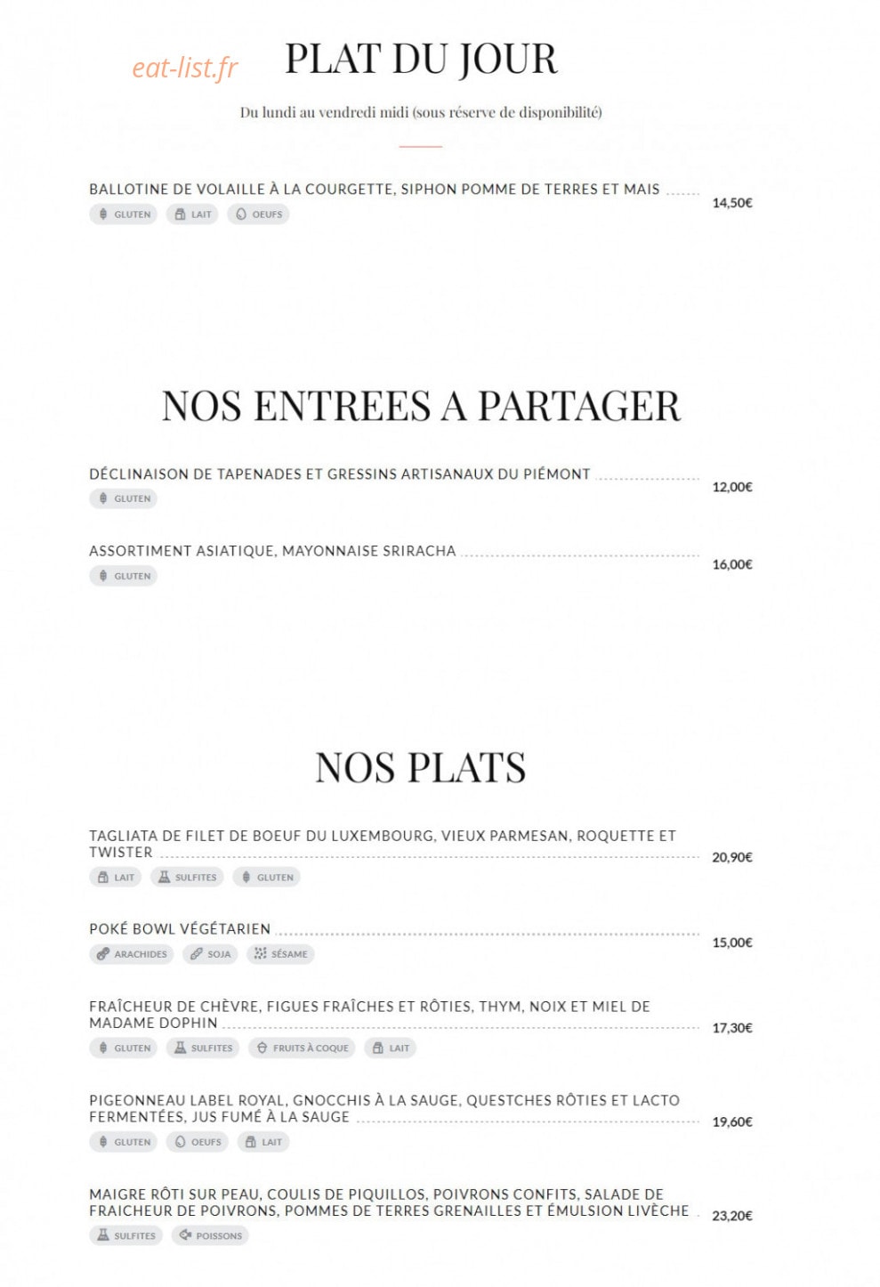 Comptoir Marly — carte page 1