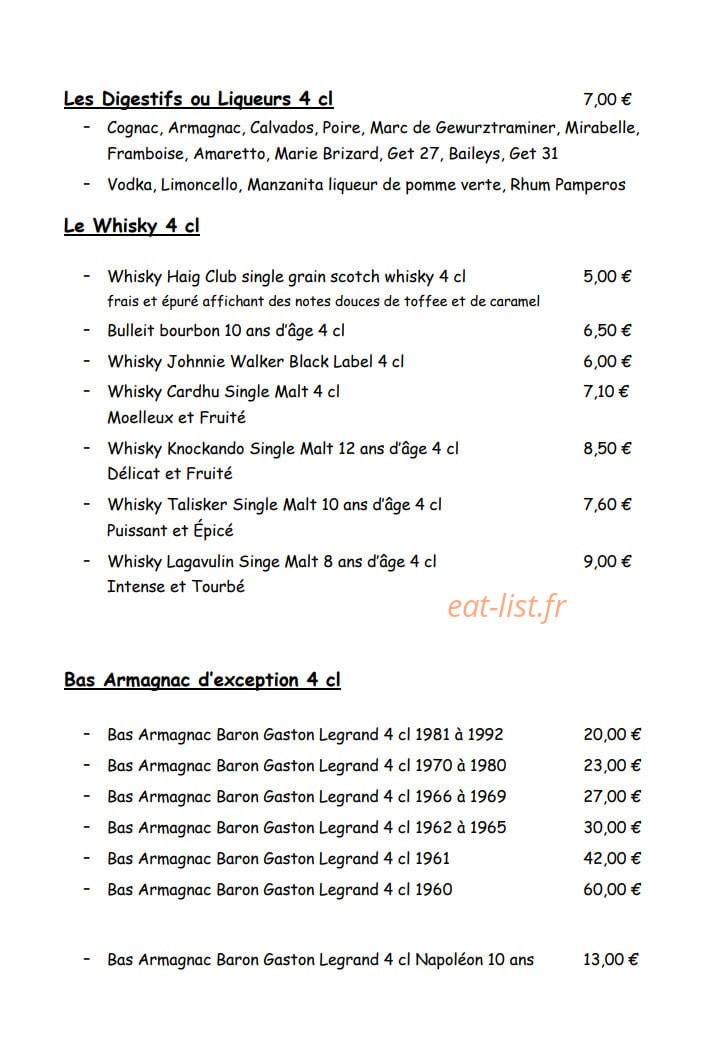 Restaurant du Parc — carte page 3