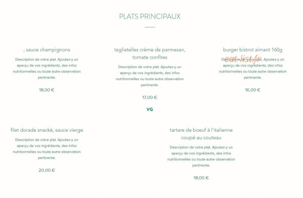 Bistrot aimant — carte page 2