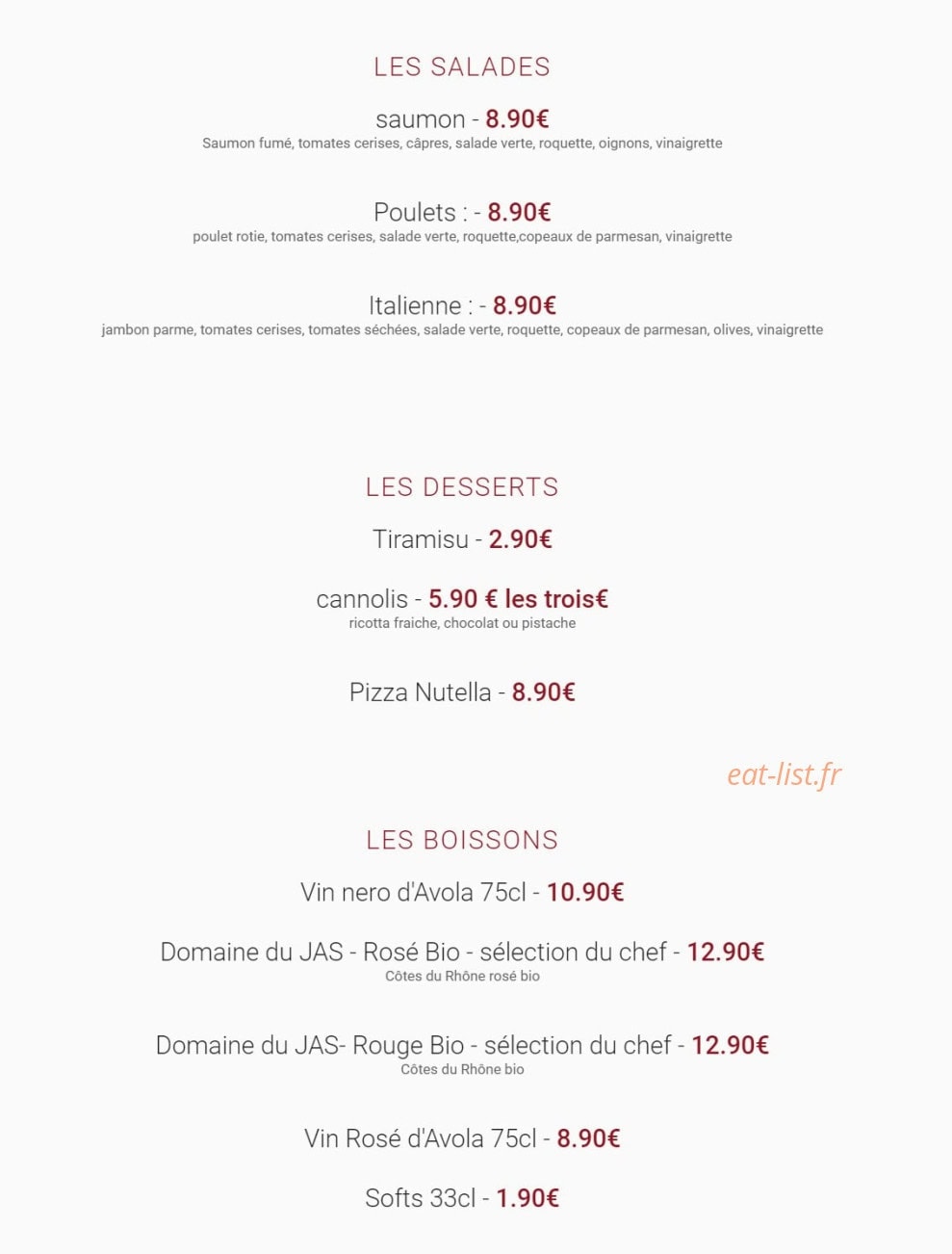 Pizza Nicolosi — carte page 4