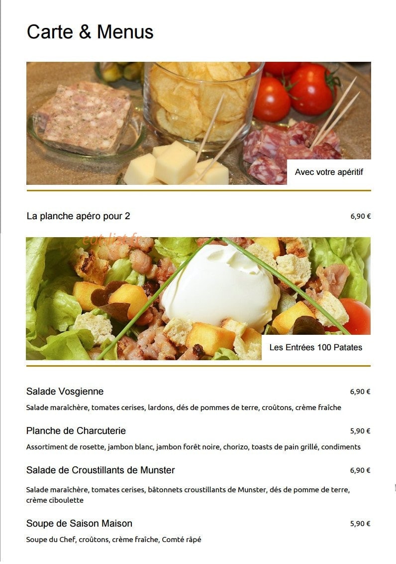100 Patates — carte page 1