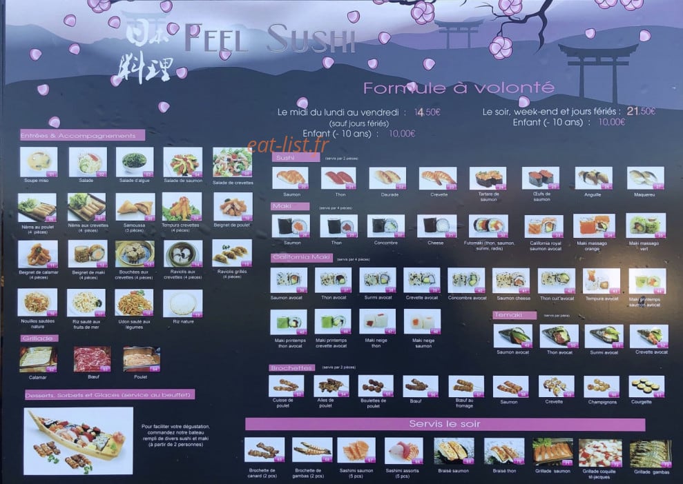 Carte et menu de Feel Sushi à Moulins les Metz — Les entrées, accompagnements, ...