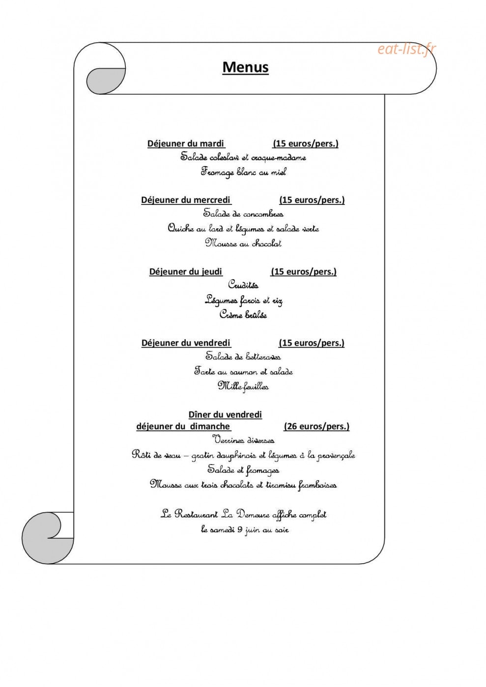 La Demeure — carte page 1