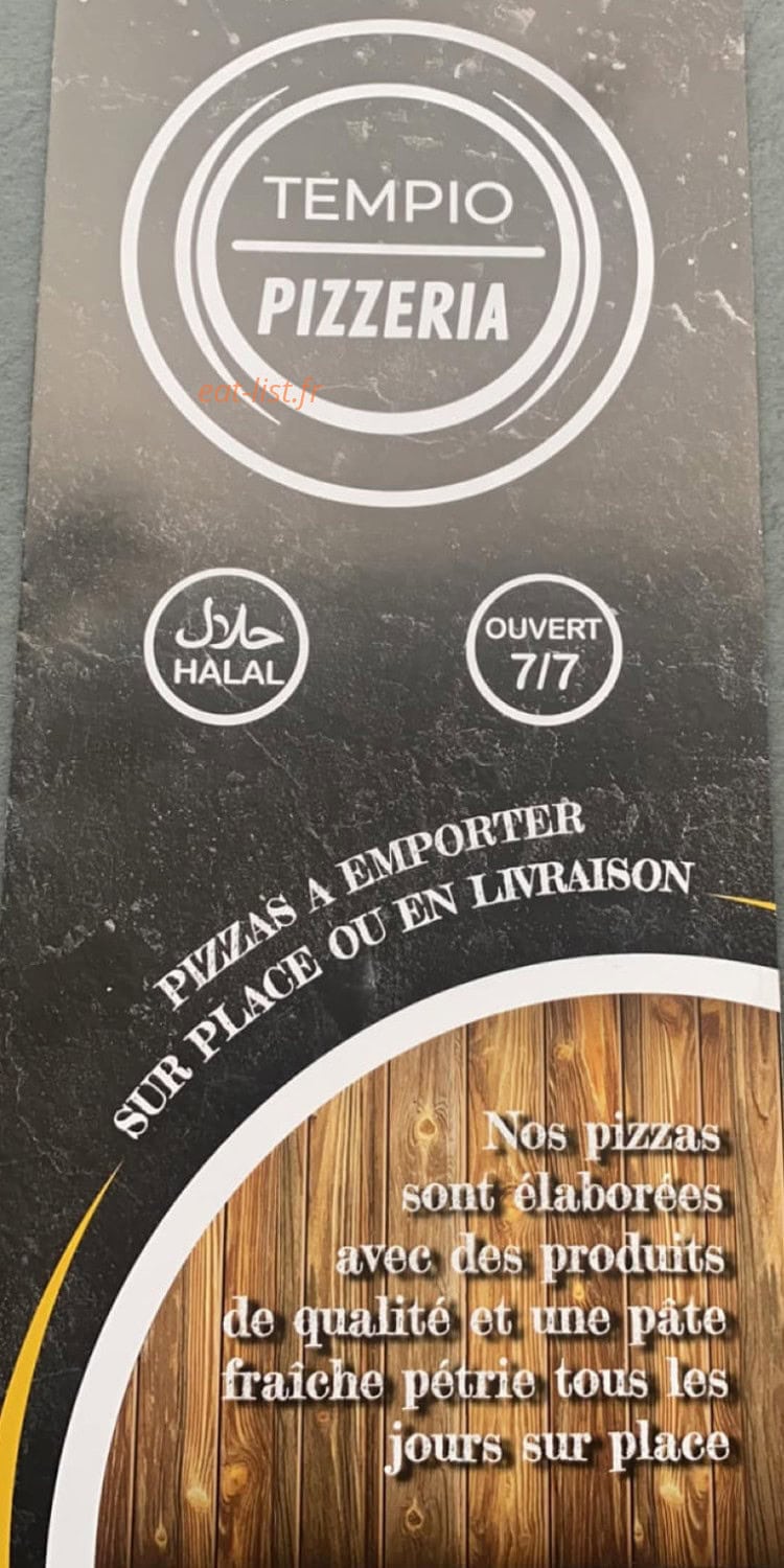 Pizzeria Tempio — carte page 1
