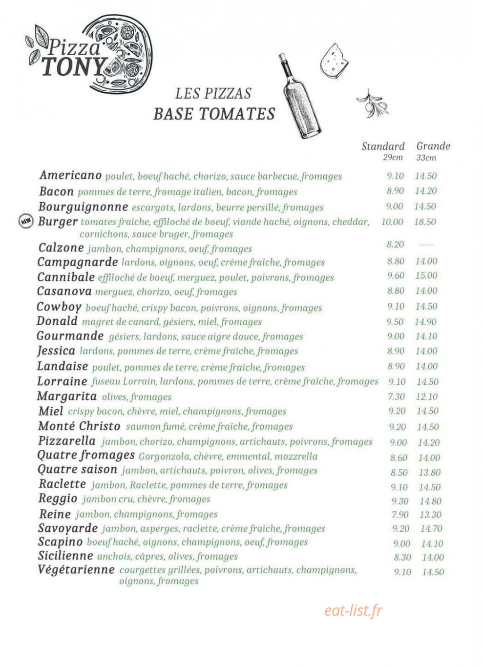 Pizzeria Tony — carte page 2