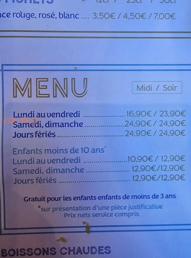 Buffet Du Monde — carte page 1