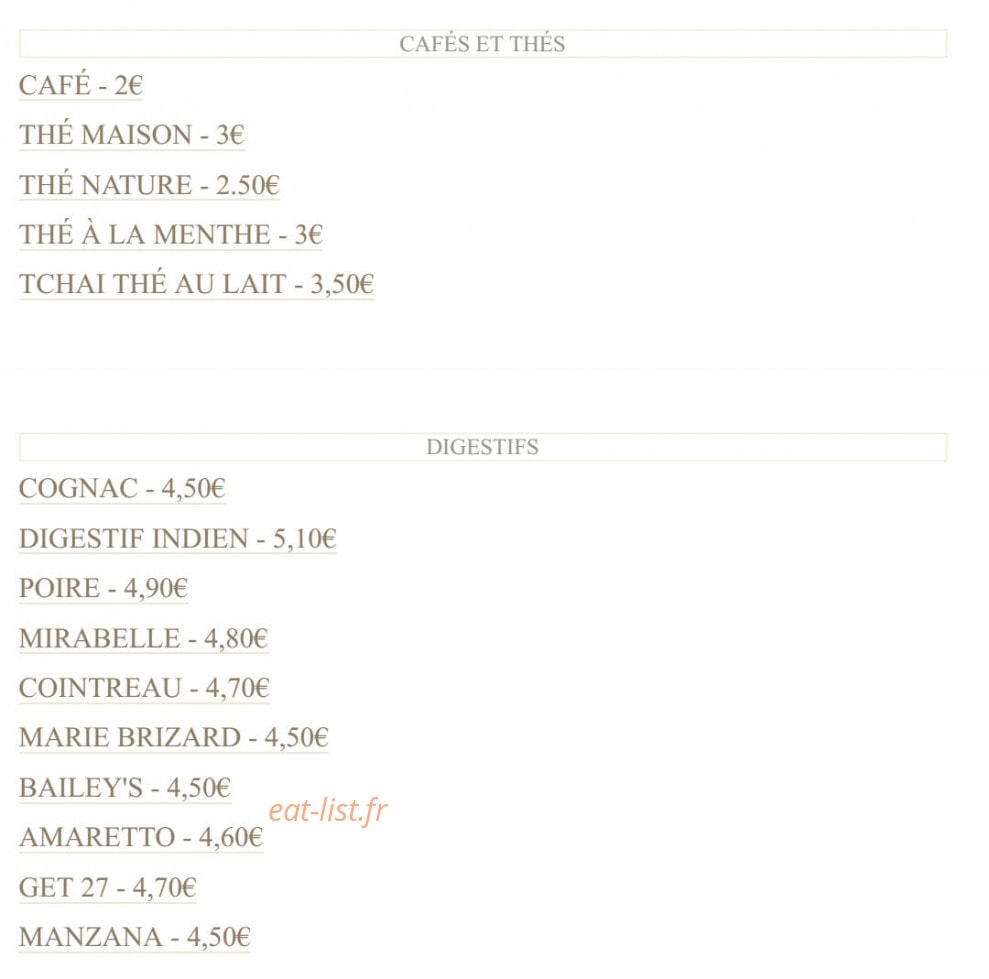 Le restaurant Shalimar — carte page 6