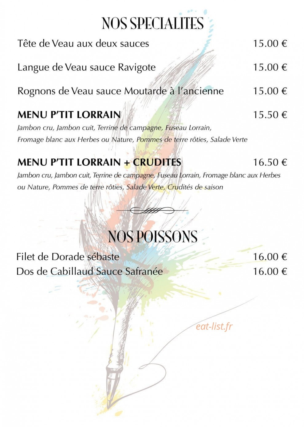 Au P'tit Lorrain — carte page 6