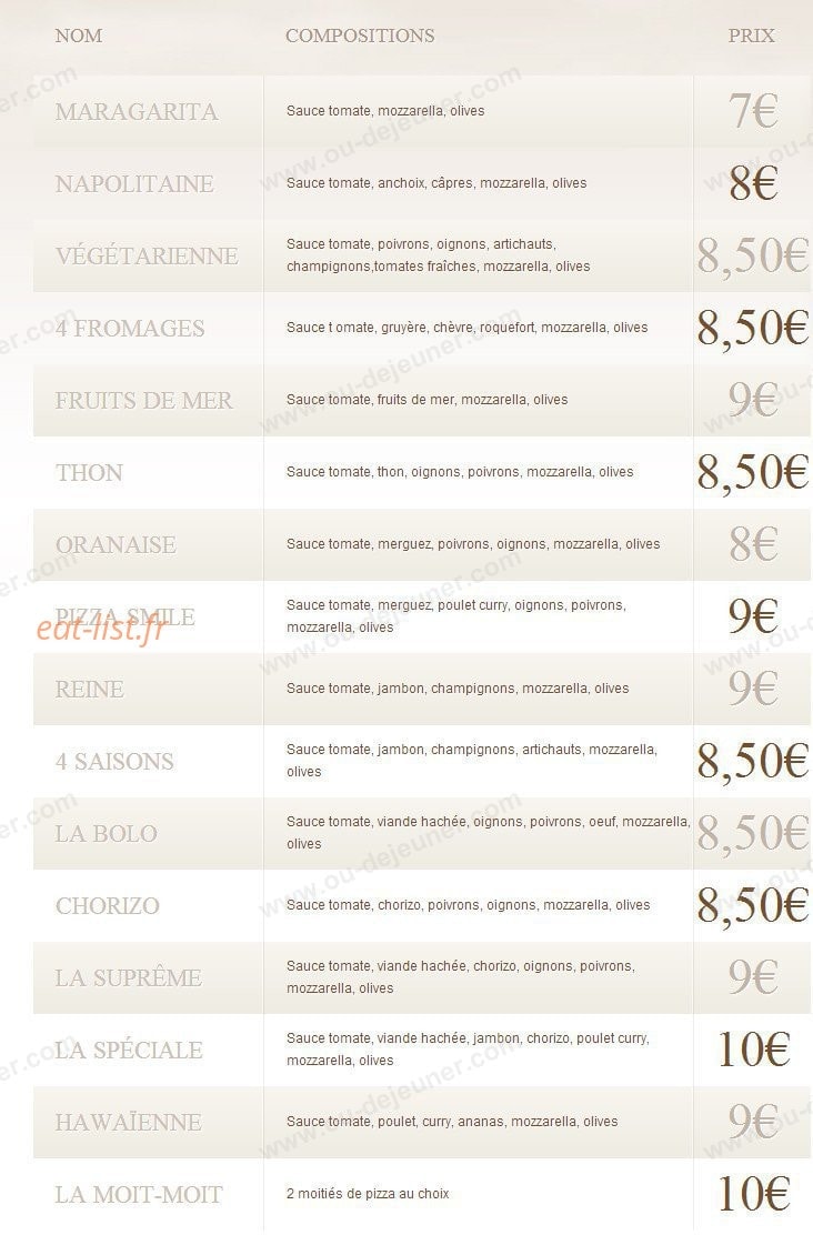 PizzaSmile — carte page 1