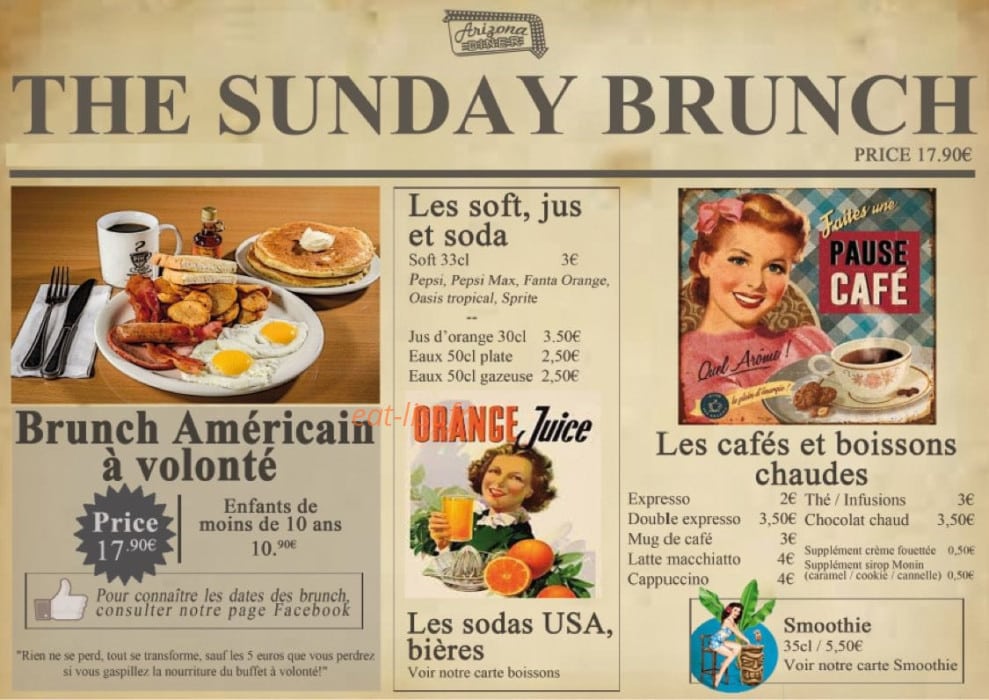 Arizona Diner — carte page 1