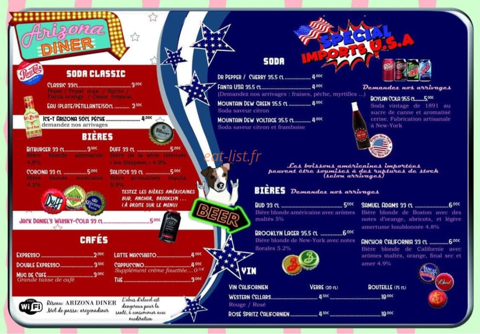 Arizona Diner — carte page 6