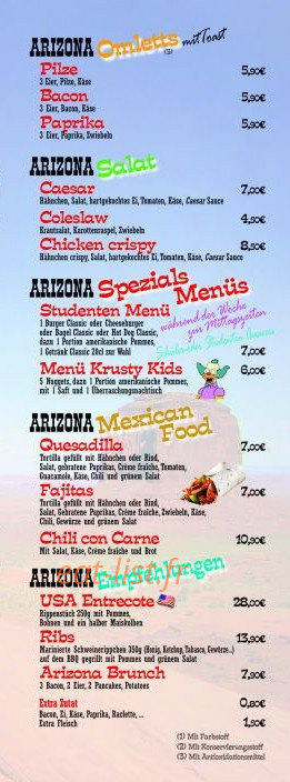 Arizona Diner — carte page 4