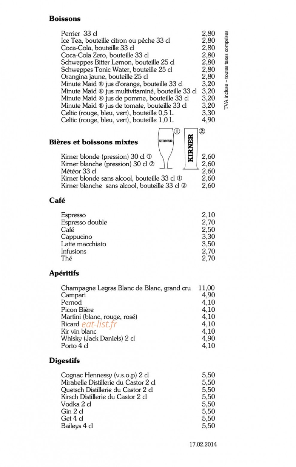 Brasserie du casino — carte page 6