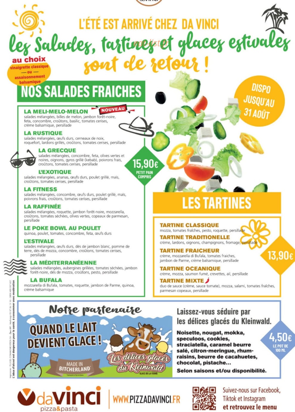 Carte et menu de Da Vinci à Sarreguemines — La carte