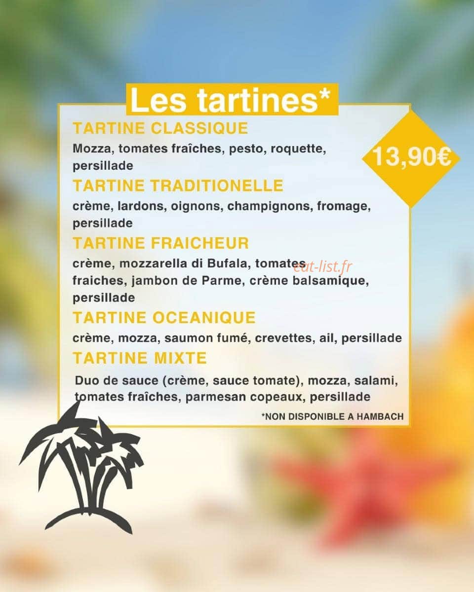 Carte et menu de Da Vinci à Sarreguemines — Les tartines