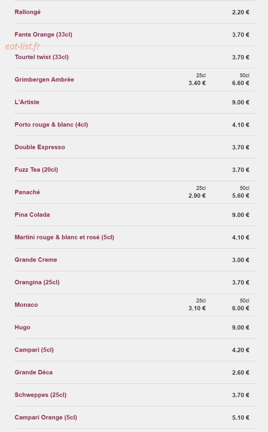 La Brasserie des Arts — carte page 10