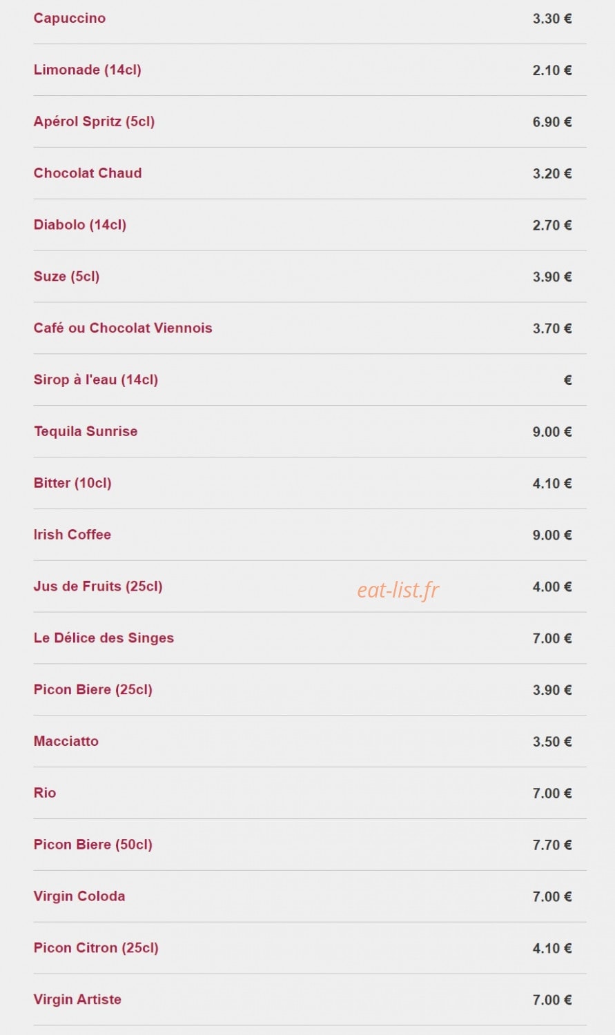 La Brasserie des Arts — carte page 11